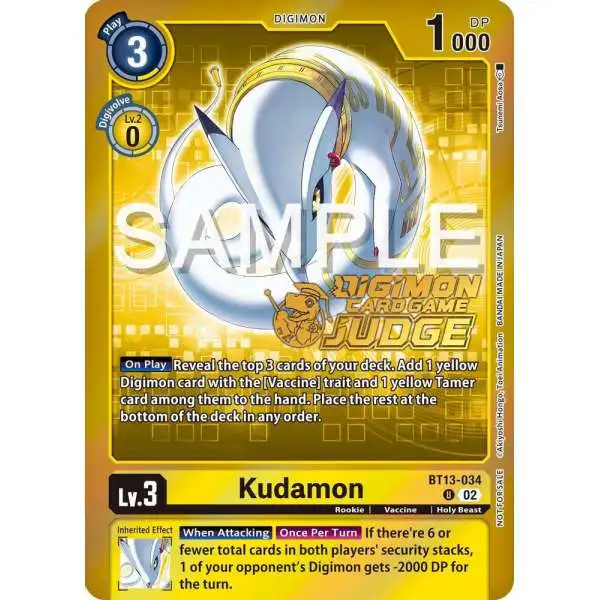 Digimon Trading Card Game Versus Royal Knights Promo Kudamon BT13-034 [Judge Pack 5]