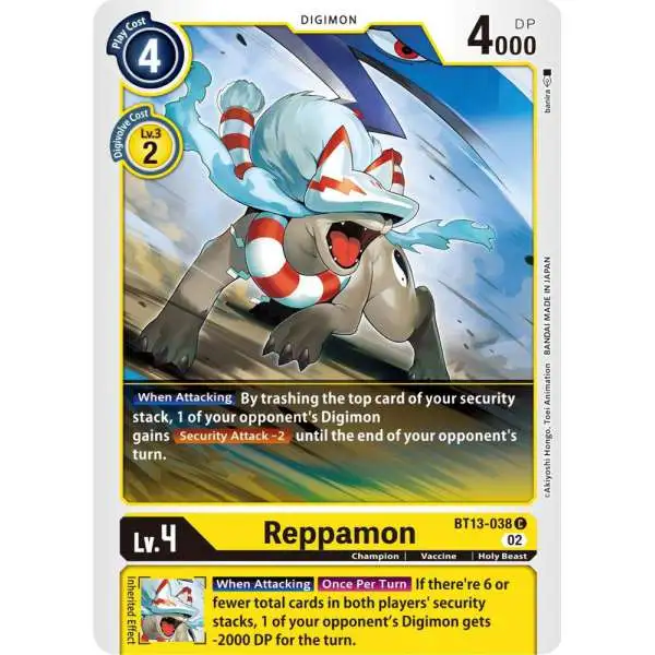 Digimon Trading Card Game Versus Royal Knights Common Reppamon BT13-038