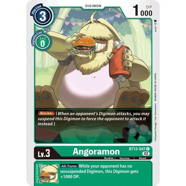 Digimon Trading Card Game Versus Royal Knights Common Angoramon BT13-047