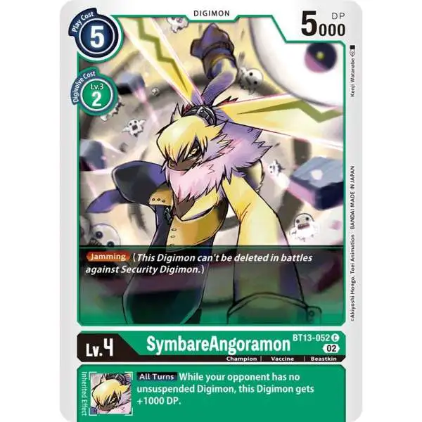 Digimon Trading Card Game Versus Royal Knights Common SymbareAngoramon BT13-052