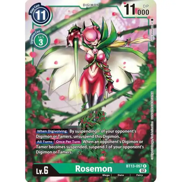 Digimon Trading Card Game Versus Royal Knights Rare Rosemon BT13-057