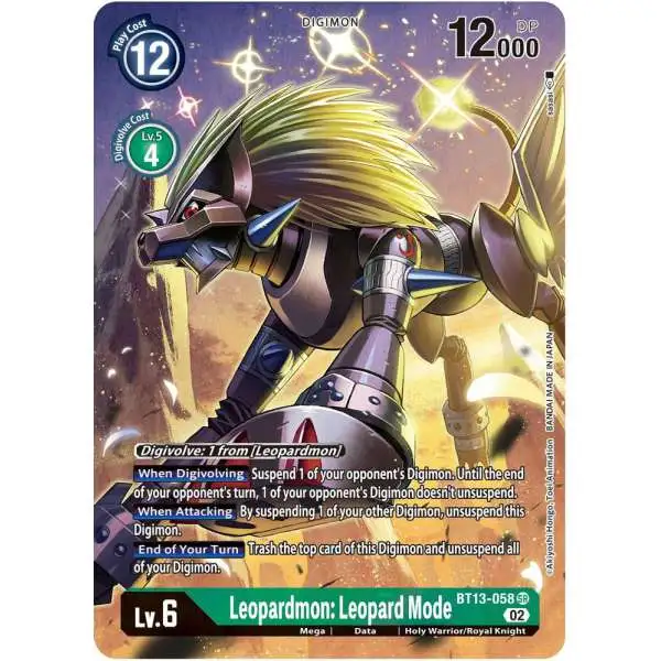 Digimon Trading Card Game Versus Royal Knights Super Rare Leopardmon: Leopard Mode BT13-058 [Alternate Art]