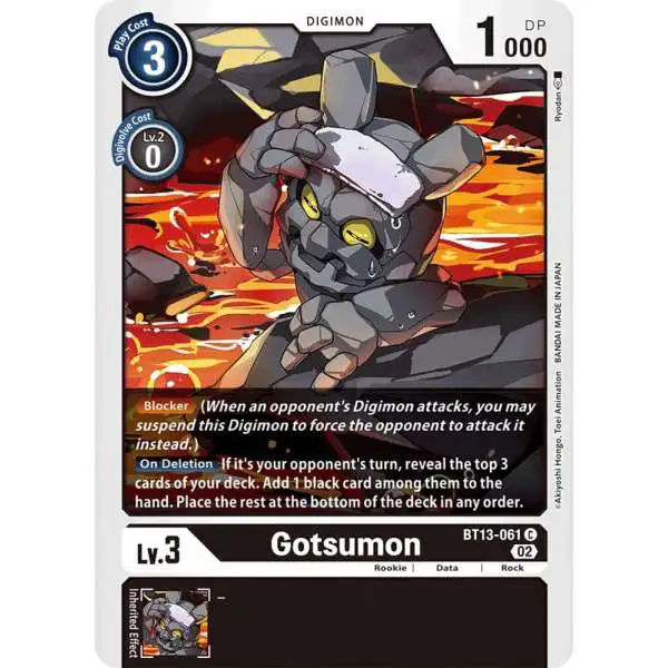 Digimon Trading Card Game Versus Royal Knights Common Gotsumon BT13-061