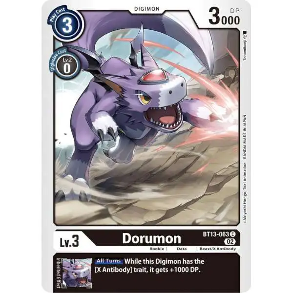 Digimon Trading Card Game Versus Royal Knights Common Dorumon BT13-063