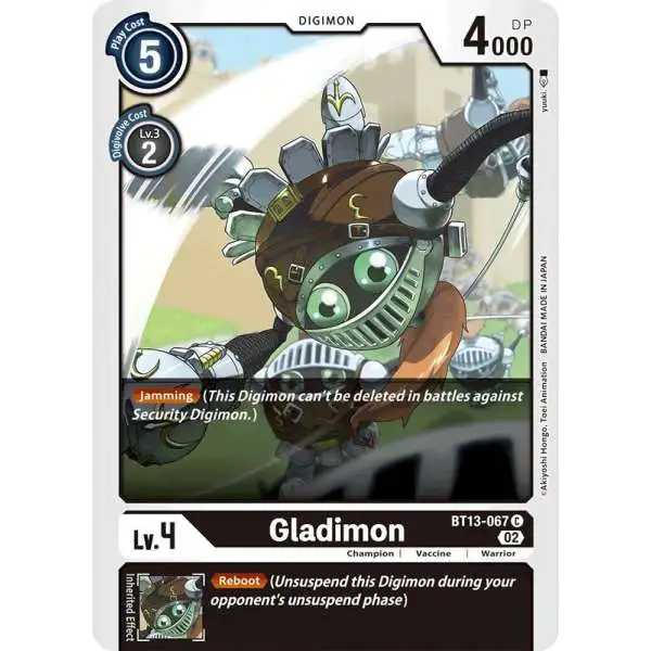 Digimon Trading Card Game Versus Royal Knights Common Gladimon BT13-067