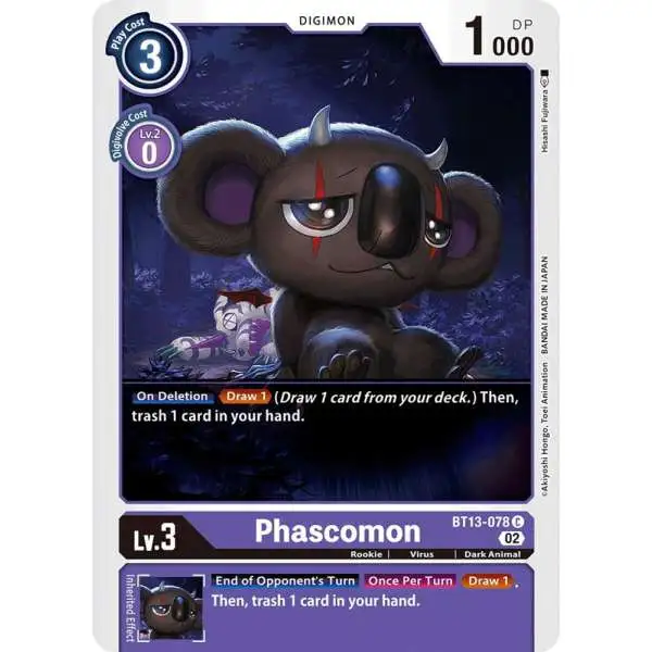 Digimon Trading Card Game Versus Royal Knights Common Phascomon BT13-078