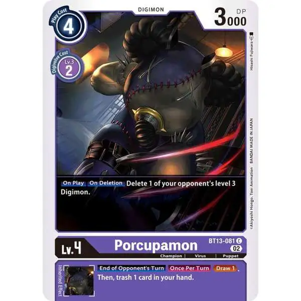 Digimon Trading Card Game Versus Royal Knights Common Porcupamon BT13-081
