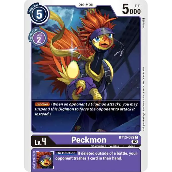 Digimon Trading Card Game Versus Royal Knights Common Peckmon BT13-082