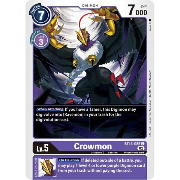 Digimon Trading Card Game Versus Royal Knights Common Crowmon BT13-085