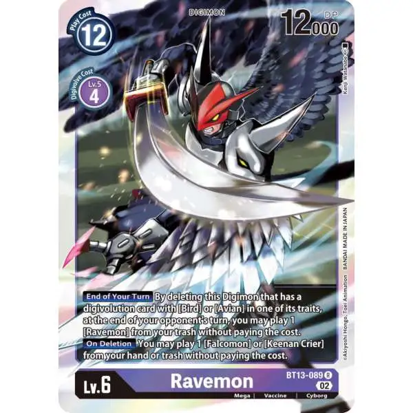 Digimon Trading Card Game Versus Royal Knights Rare Ravemon BT13-089