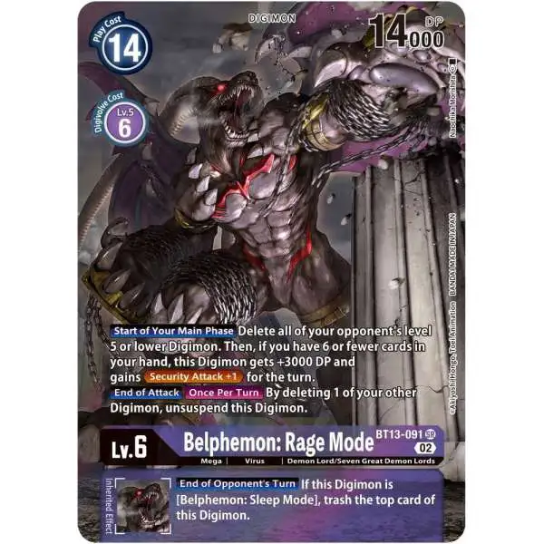 Digimon Trading Card Game Versus Royal Knights Super Rare Belphemon: Rage Mode BT13-091 [Alternate Art]