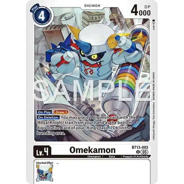 Trading Card Game Advanced Booster Digimon Generation Uncommon Omekamon BT13-093 [Reprint]