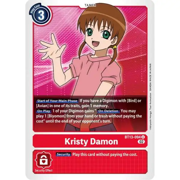 Digimon Trading Card Game Versus Royal Knights Uncommon Kristy Damon BT13-094