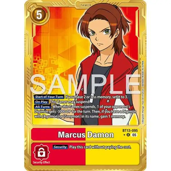 Trading Card Game Advanced Booster Digimon Generation Rare Marcus Damon BT13-095 [Gold Border]