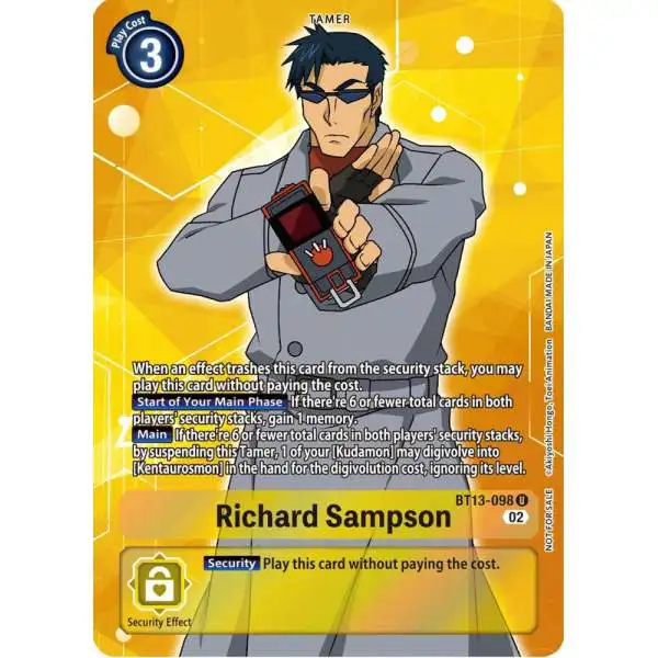 Digimon Trading Card Game Versus Royal Knights Uncommon Richard Sampson BT13-098 [Box Topper]