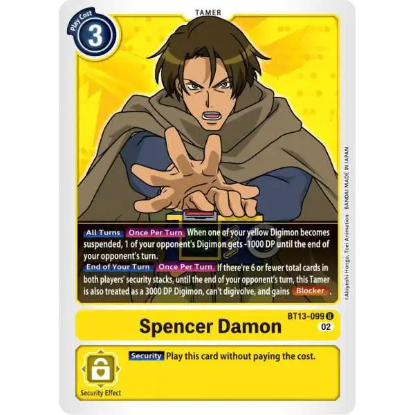 Digimon Trading Card Game Versus Royal Knights Uncommon Spencer Damon BT13-099