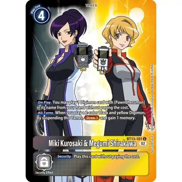 Digimon Trading Card Game Versus Royal Knights Uncommon Miki Kurosaki &amp; Megumi Shirakawa BT13-101 [Box Topper]