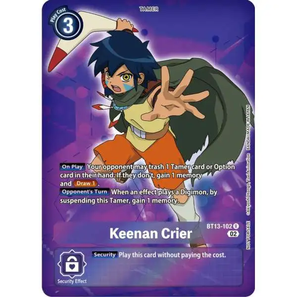 Digimon Trading Card Game Versus Royal Knights Rare Keenan Crier BT13-102 [Box Topper]