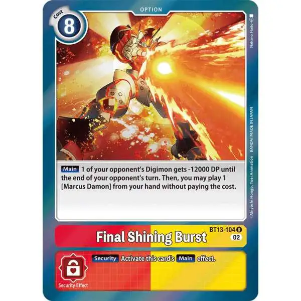 Digimon Trading Card Game Versus Royal Knights Rare Final Shining Burst BT13-104