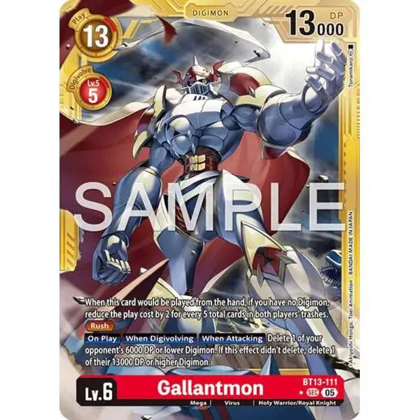Trading Card Game Advanced Booster Digimon Generation Secret Rare Gallantmon BT13-111 [Gold Border]