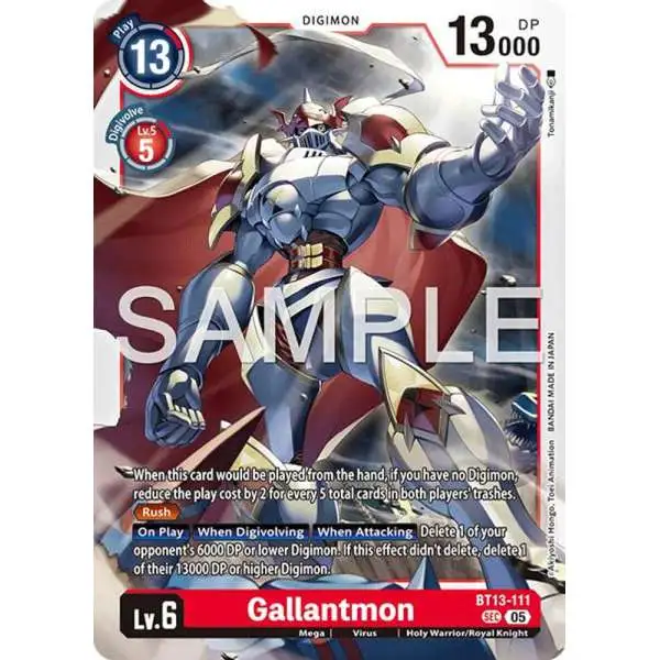 Trading Card Game Advanced Booster Digimon Generation Secret Rare Gallantmon BT13-111 [Reprint]