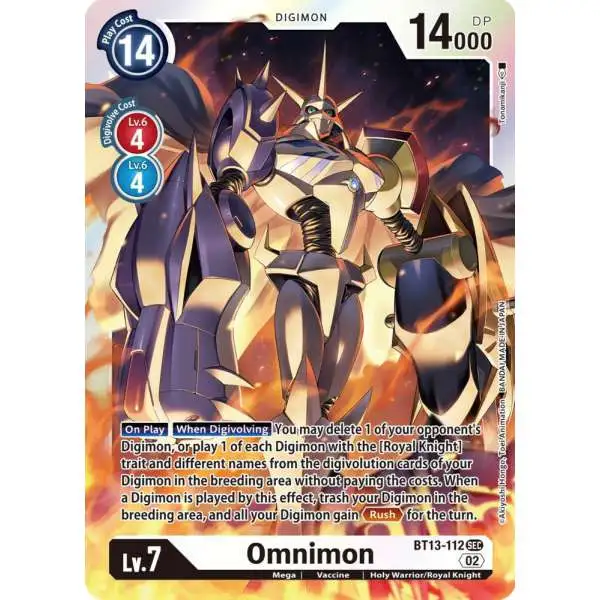 Digimon Trading Card Game Versus Royal Knights Secret Rare Omnimon BT13-112