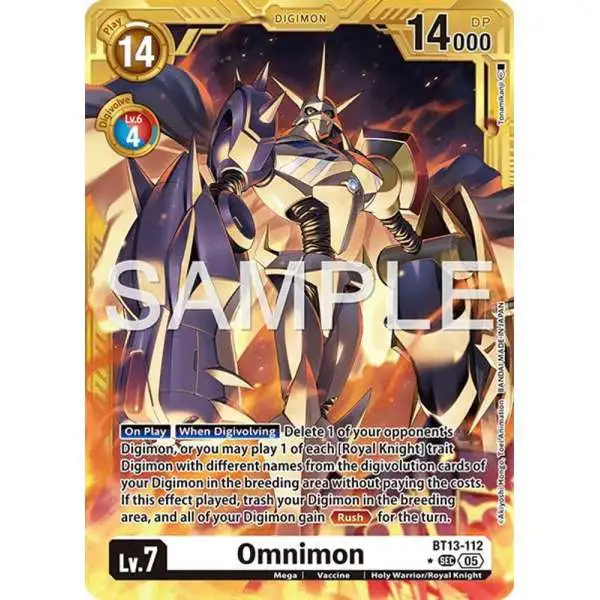 Trading Card Game Advanced Booster Digimon Generation Secret Rare Omnimon BT13-112 [Gold Border]