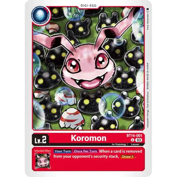 Digimon Trading Card Game Blast Ace Uncommon Koromon BT14-001