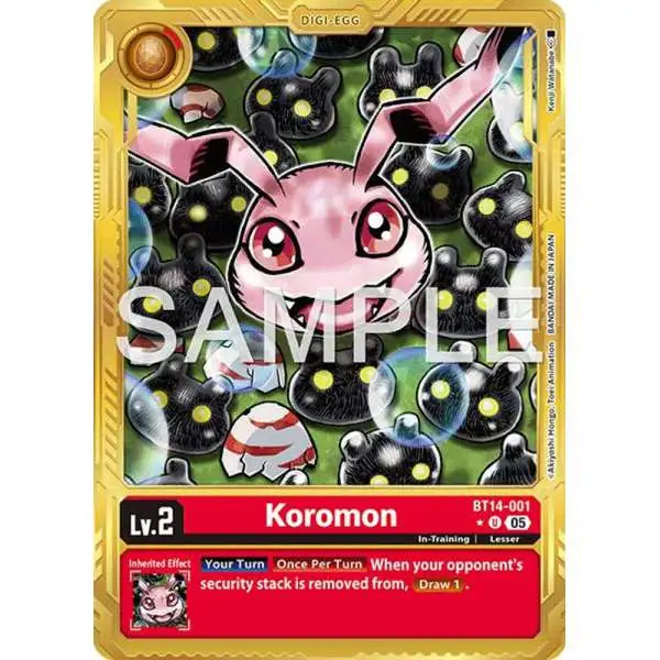 Trading Card Game Advanced Booster Digimon Generation Uncommon Koromon BT14-001 [Gold Border]