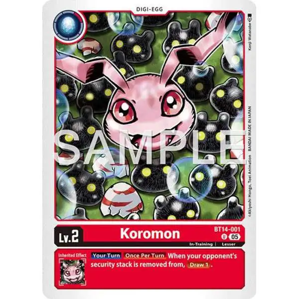 Trading Card Game Advanced Booster Digimon Generation Uncommon Koromon BT14-001 [Reprint]