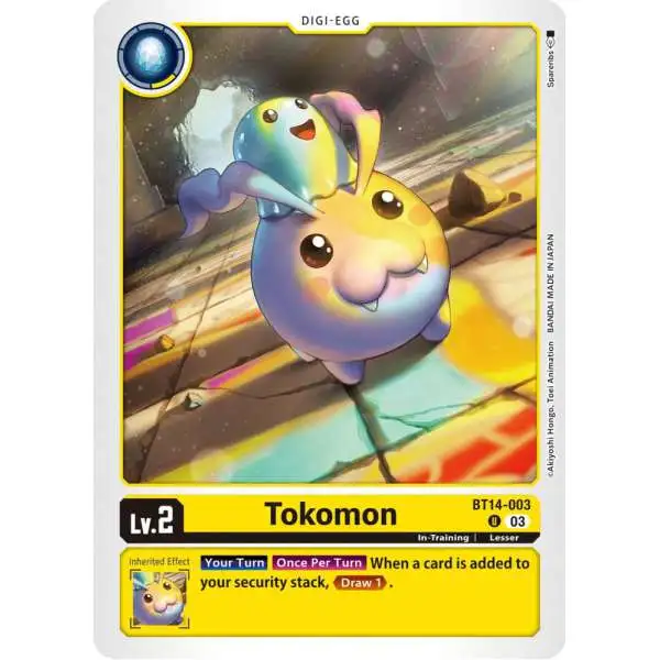 Digimon Trading Card Game Blast Ace Uncommon Tokomon BT14-003