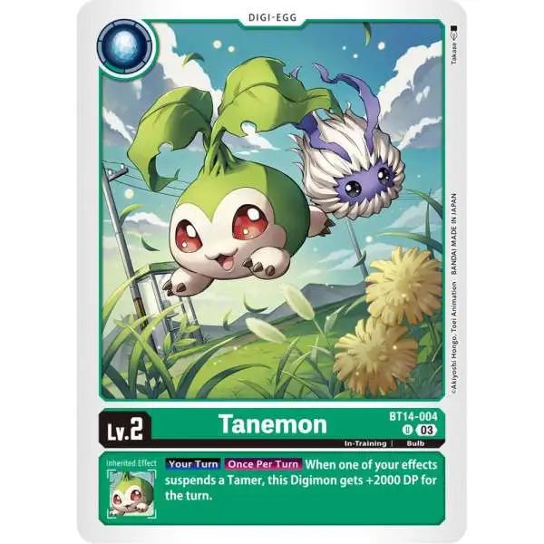 Digimon Trading Card Game Blast Ace Uncommon Tanemon BT14-004