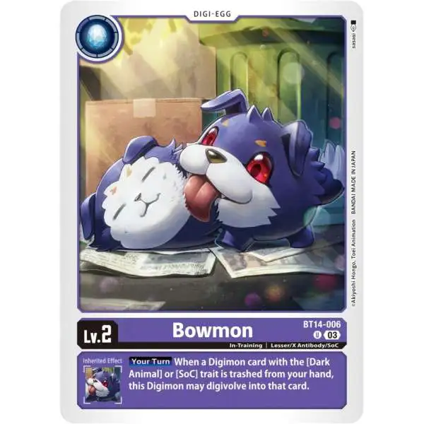 Digimon Trading Card Game Blast Ace Uncommon Bowmon BT14-006