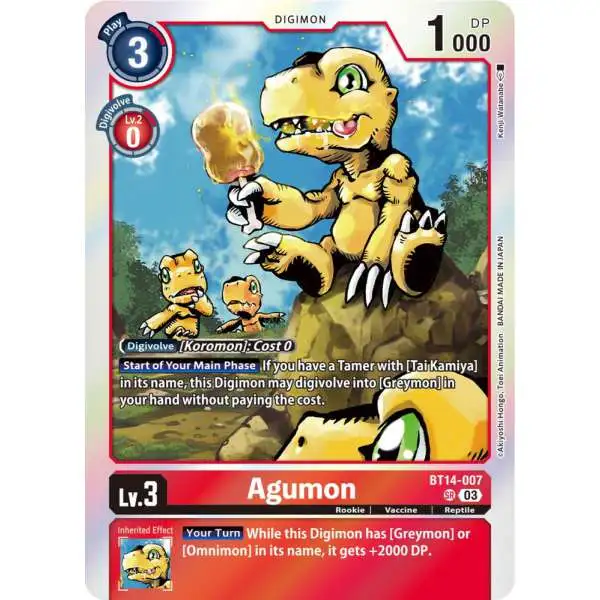 Digimon Trading Card Game Blast Ace Super Rare Agumon BT14-007
