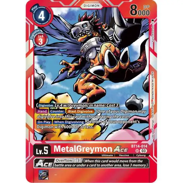 Digimon Trading Card Game Blast Ace Super Rare MetalGreymon Ace BT14-014