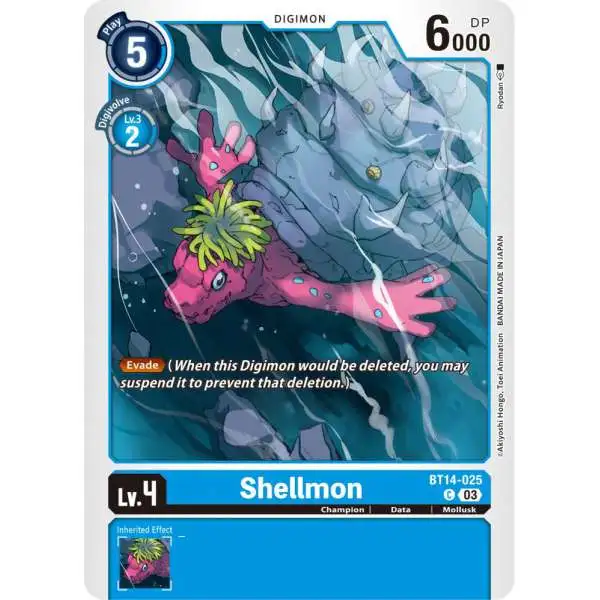 Digimon Trading Card Game Blast Ace Common Shellmon BT14-025