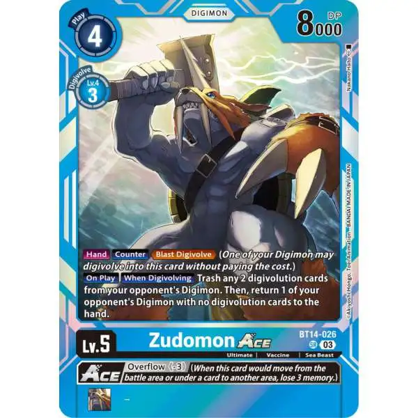 Digimon Trading Card Game Blast Ace Super Rare Zudomon Ace BT14-026