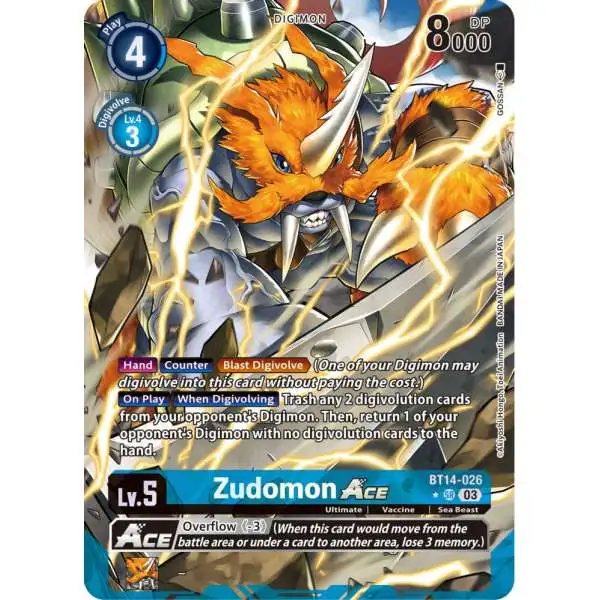 Digimon Trading Card Game Blast Ace Super Rare Zudomon Ace BT14-026 [Alternate Art]