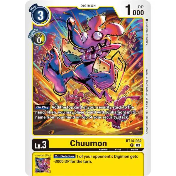 Digimon Trading Card Game Blast Ace Common Chuumon BT14-032