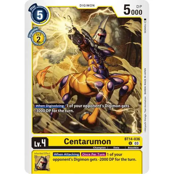 Digimon Trading Card Game Blast Ace Uncommon Centarumon BT14-036
