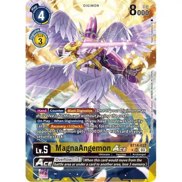 Digimon Trading Card Game Blast Ace Super Rare MagnaAngemon Ace BT14-037 [Alternate Art]
