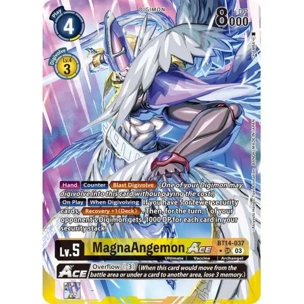 Digimon Trading Card Game Blast Ace Super Rare MagnaAngemon Ace BT14-037 [English Exclusive Alternate Art]