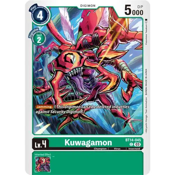 Digimon Trading Card Game Blast Ace Common Kuwagamon BT14-045