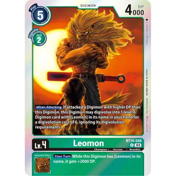 Digimon Trading Card Game Blast Ace Rare Leomon BT14-048