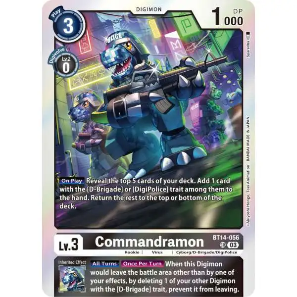Digimon Trading Card Game Blast Ace Super Rare Commandramon BT14-056