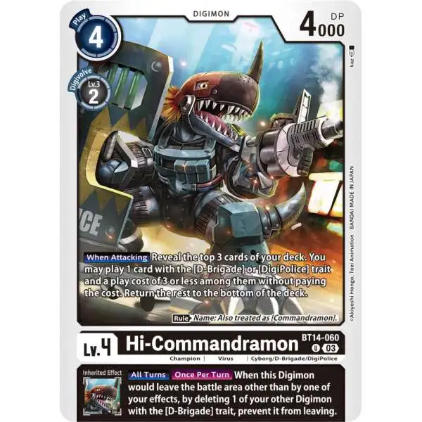 Digimon Trading Card Game Blast Ace Uncommon Hi-Commandramon BT14-060