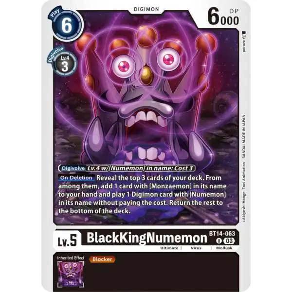 Digimon Trading Card Game Blast Ace Uncommon BlackKingNumemon BT14-063