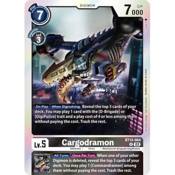 Digimon Trading Card Game Blast Ace Rare Cargodramon BT14-064