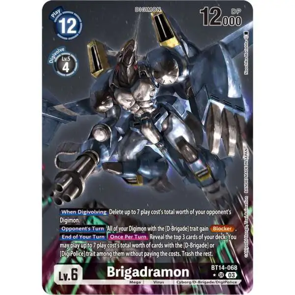 Digimon Trading Card Game Blast Ace Super Rare Brigadramon BT14-068 [Alternate Art]