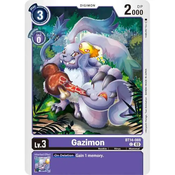 Digimon Trading Card Game Blast Ace Common Gazimon BT14-069
